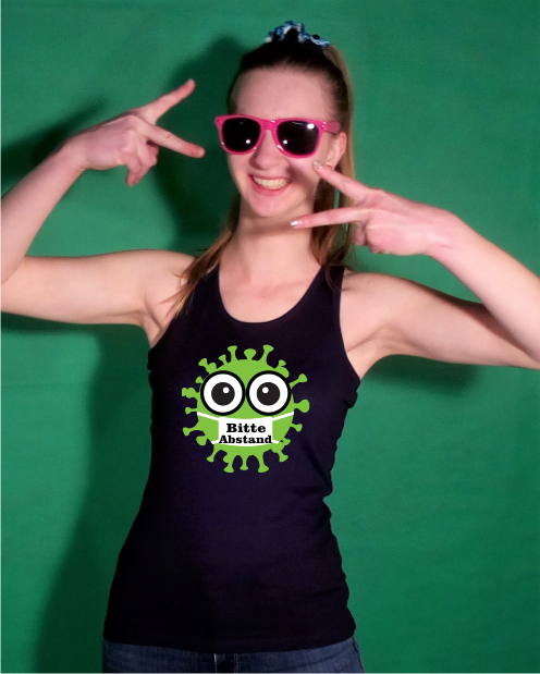 Abstand halten T-Shirt / Corona Shirt / Damen Tanktop Virus grün